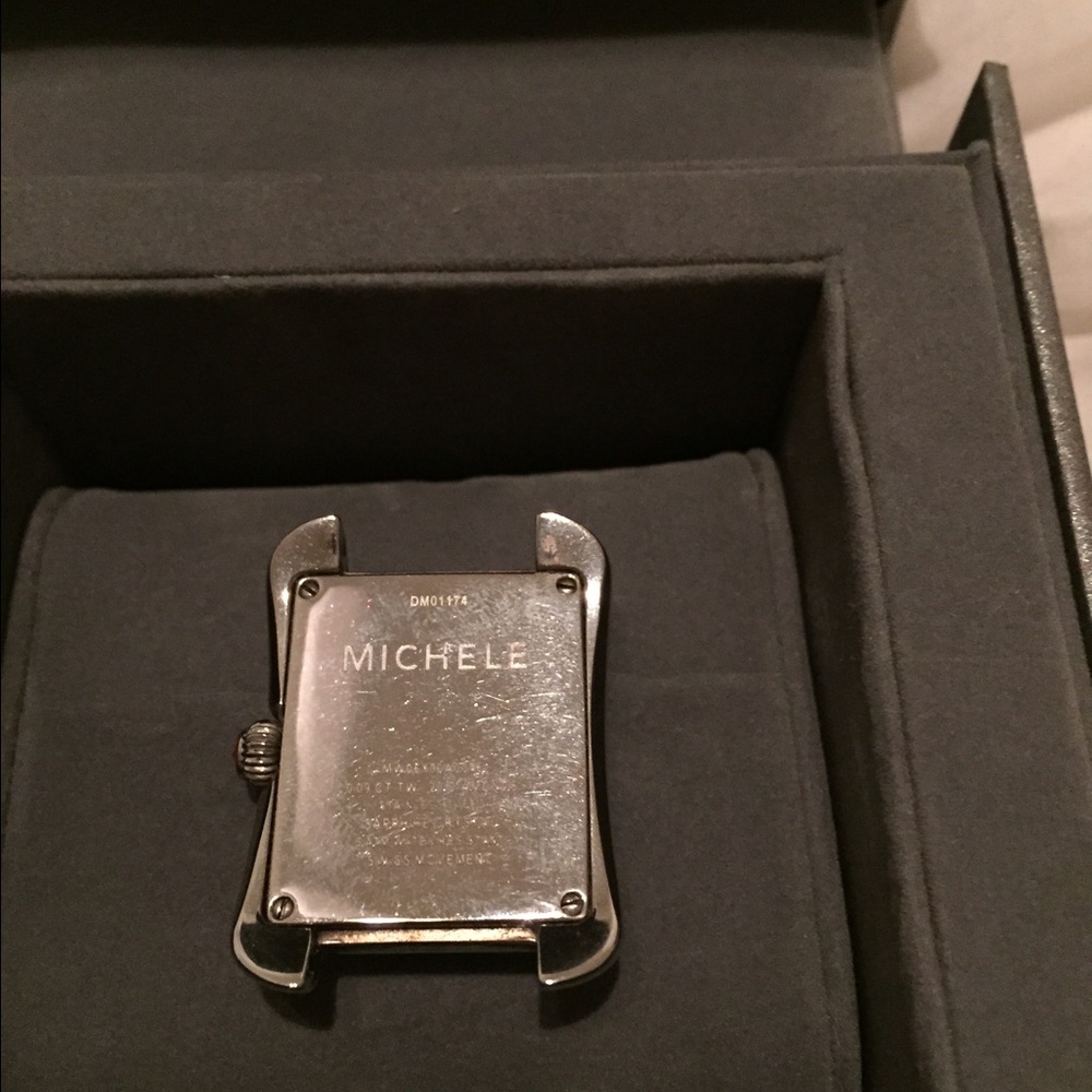 Michele Silver and White Diamond Dial Watch Head - Picture 3 of 4